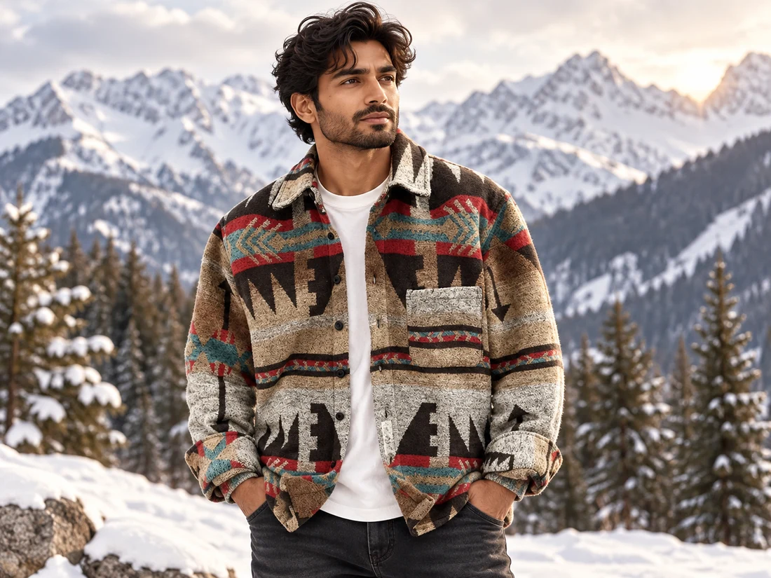 Aztec Pattern Wool-Style Jacket — photo 1