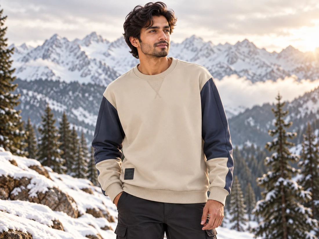Beige & Navy Casual Sweatshirt — photo 1