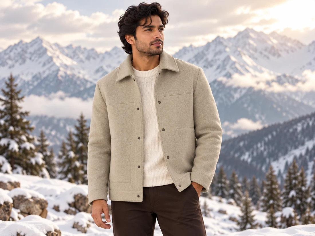 Beige Wool-Style Button Jacket — photo 1