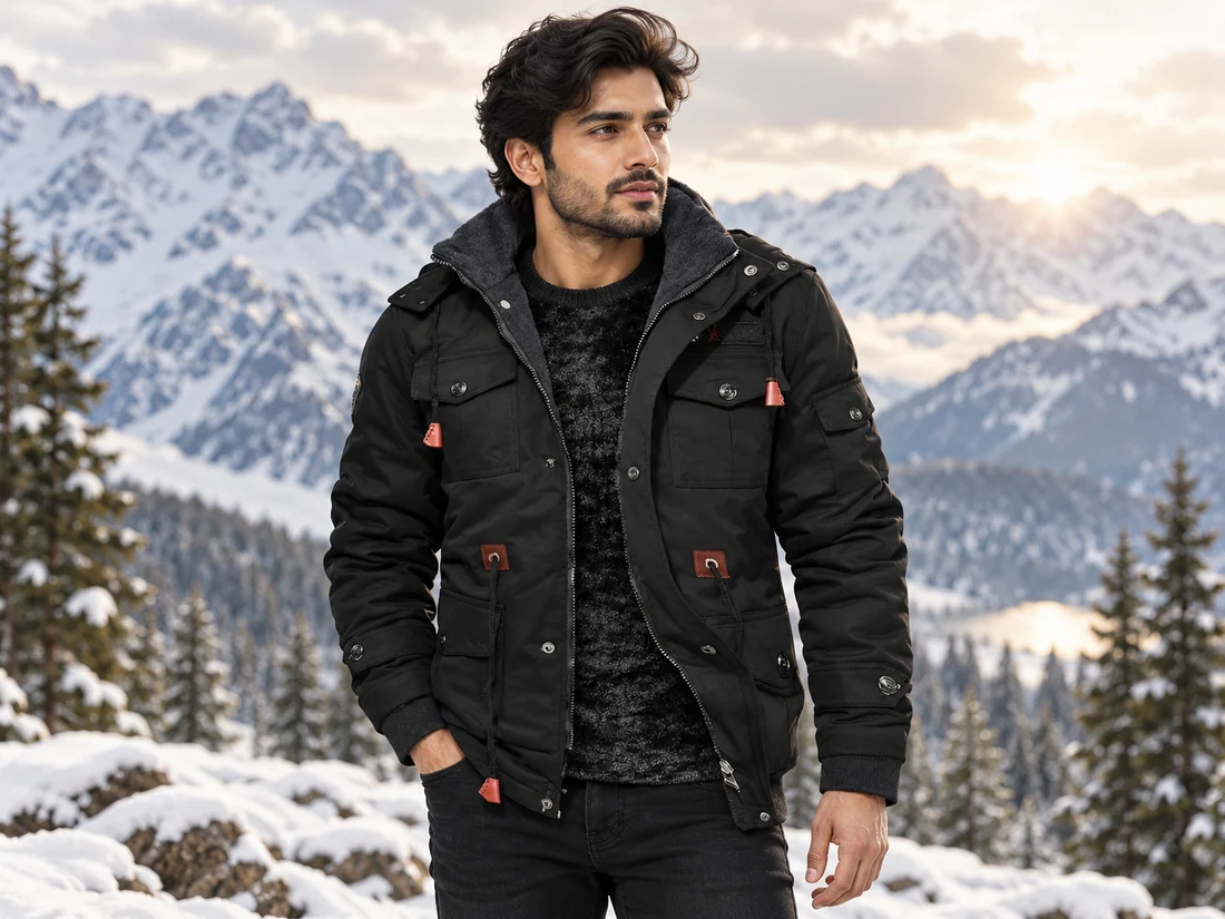 Black Multi-Pocket Winter Jacket — photo 1