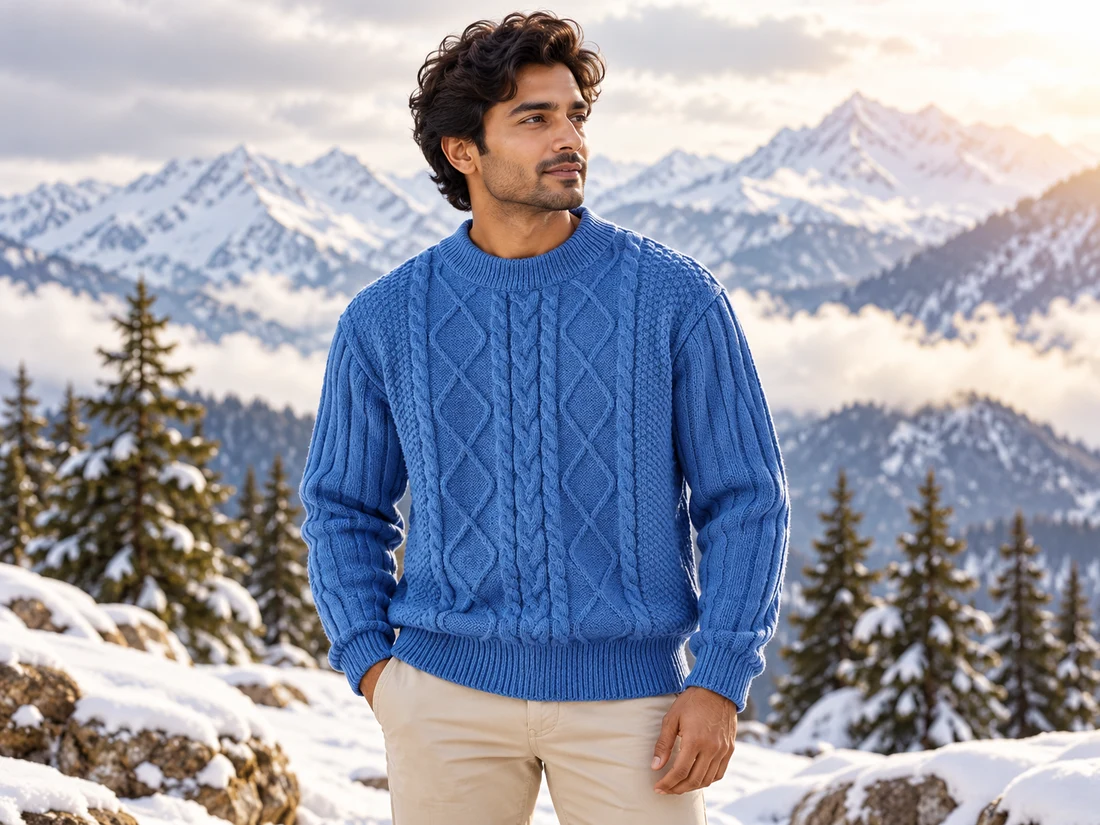 Blue Cable Knit Sweater — photo 1