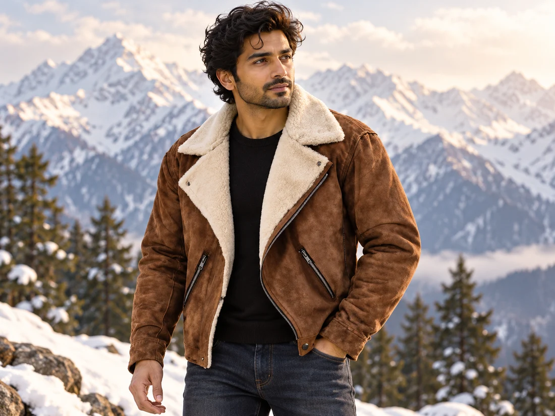 Brown Shearling-Lined Leather-Style Jacket — photo 1