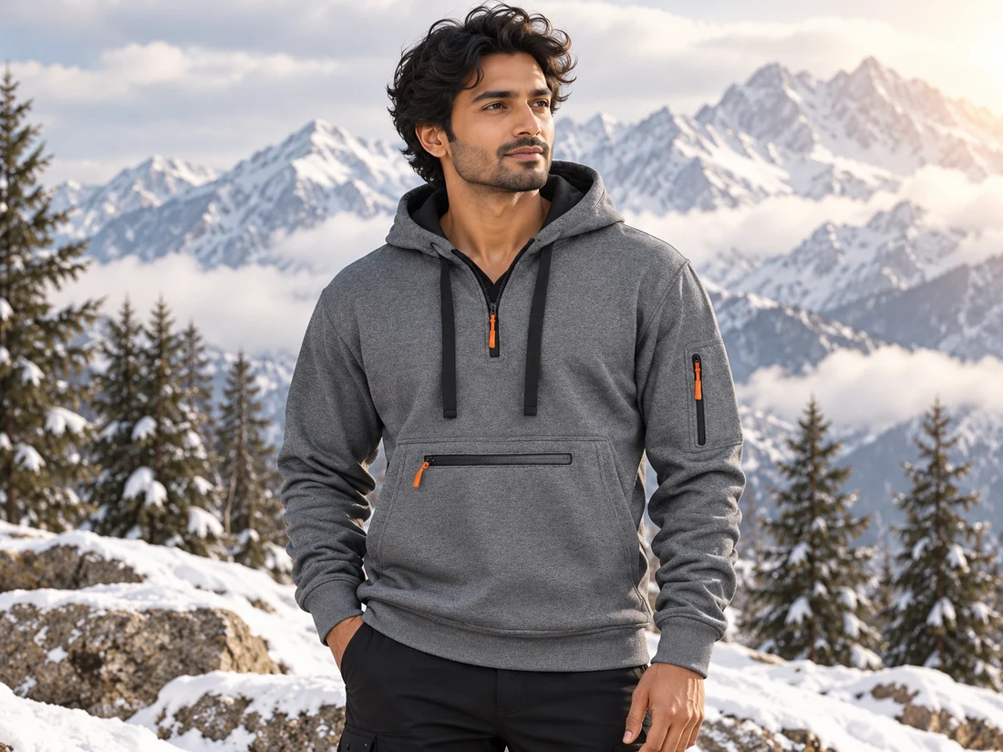 Winter layers styled outdoors