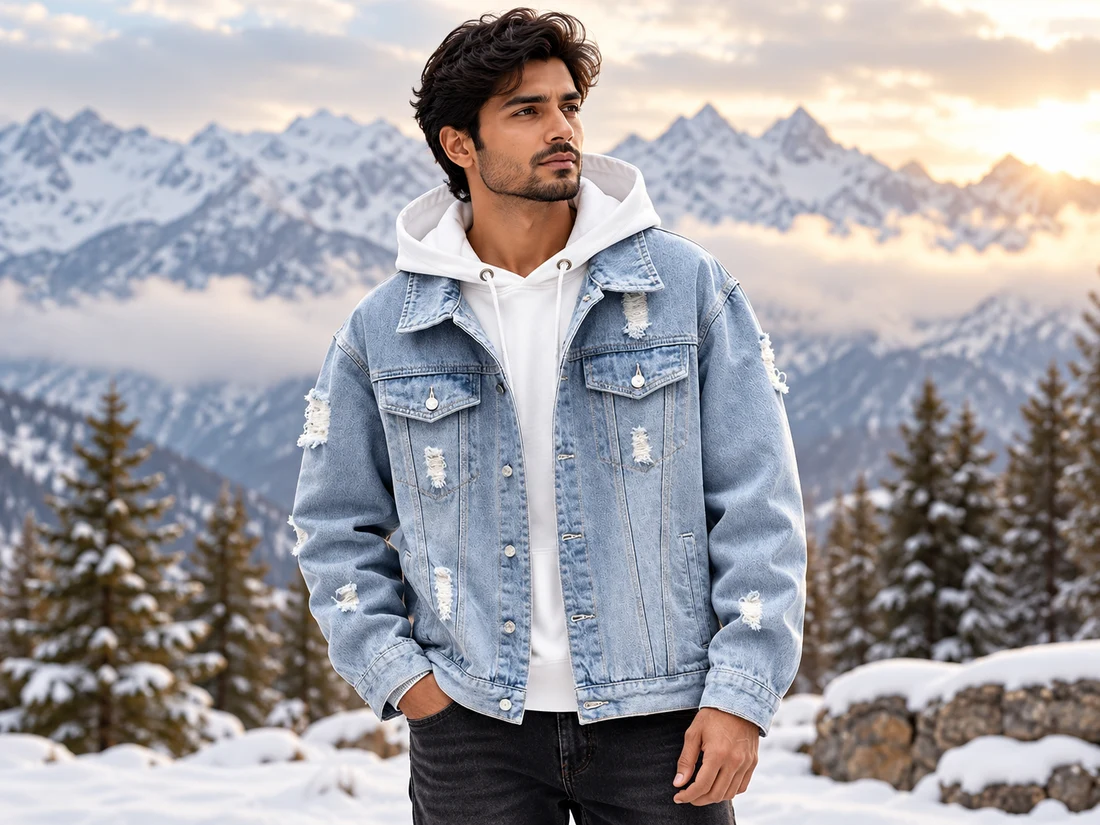 Winter layers styled outdoors