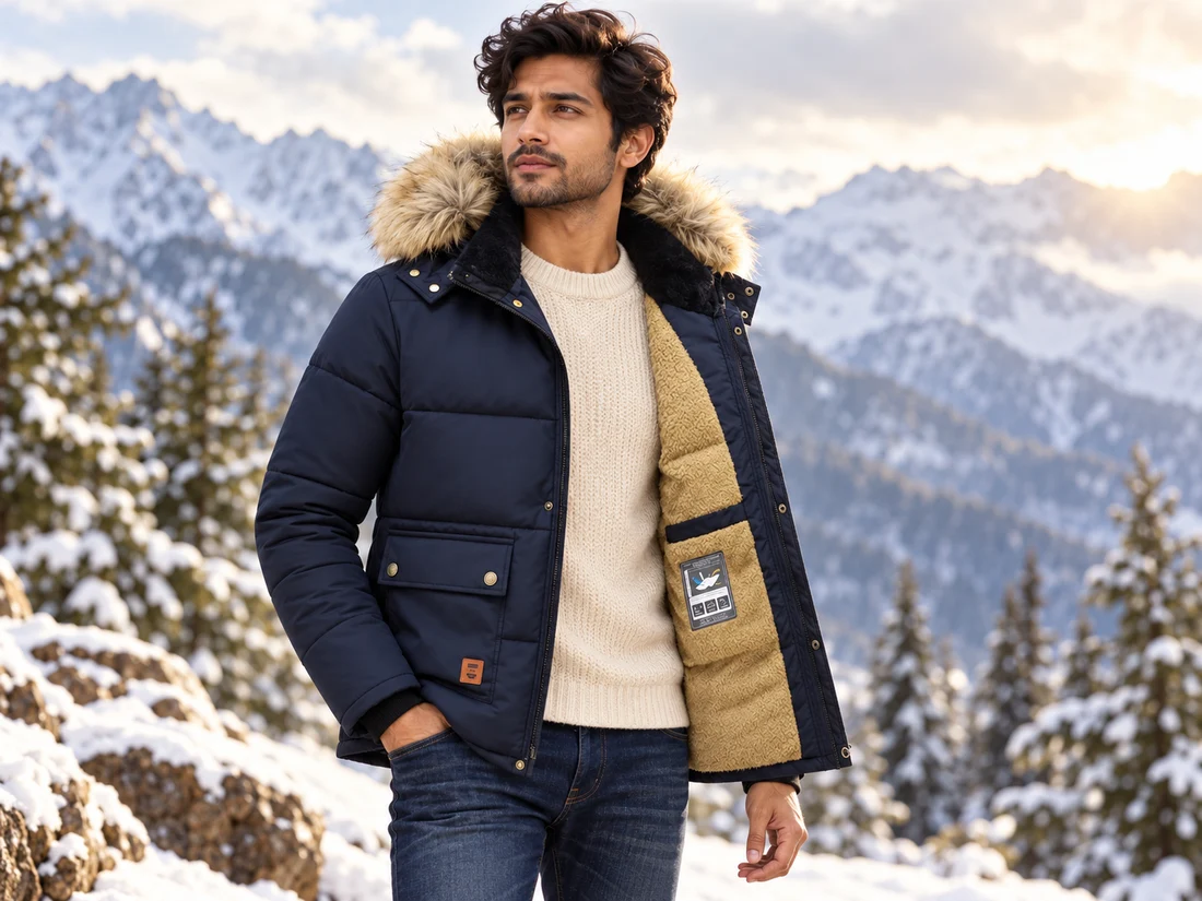 Winter layers styled outdoors