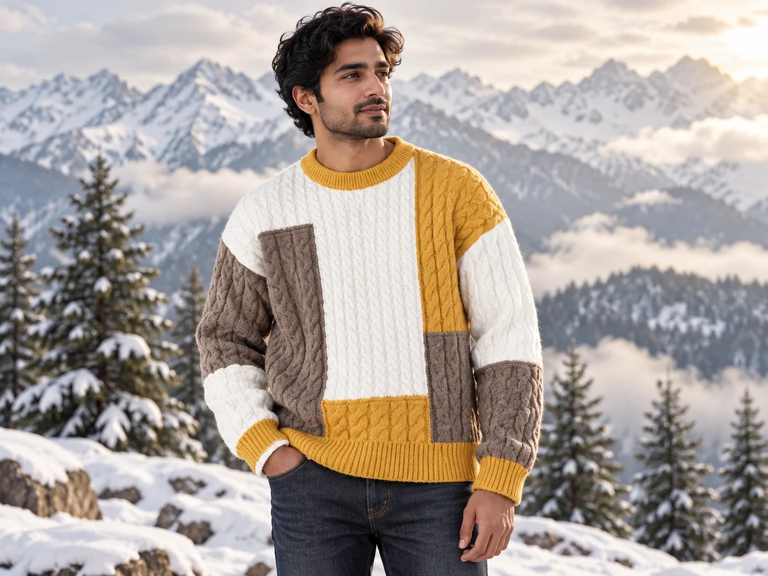 Patchwork Cable Knit Sweater — photo 1
