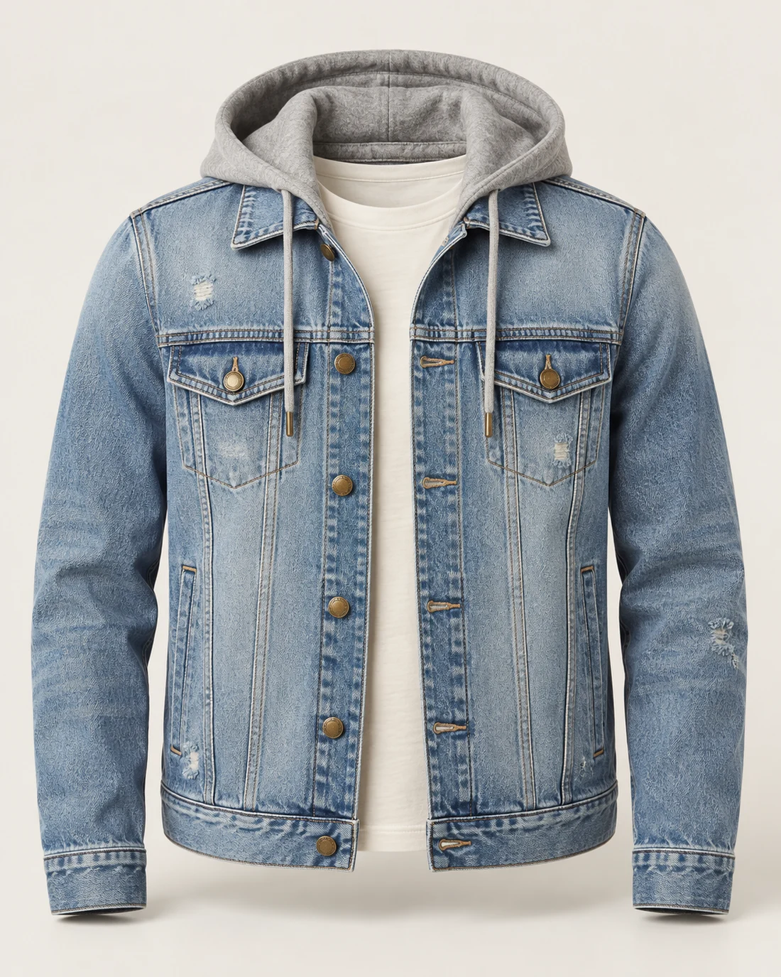 Light Blue Hooded Denim Jacket
