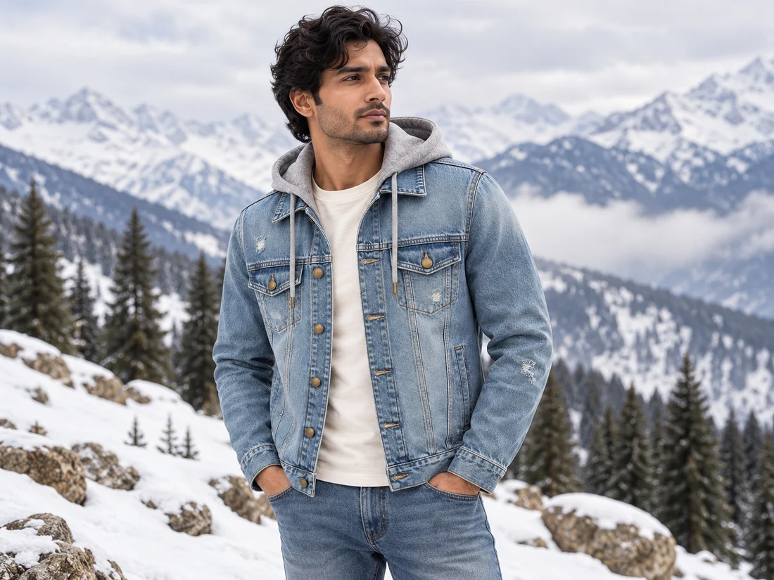 Light Blue Hooded Denim Jacket — photo 1