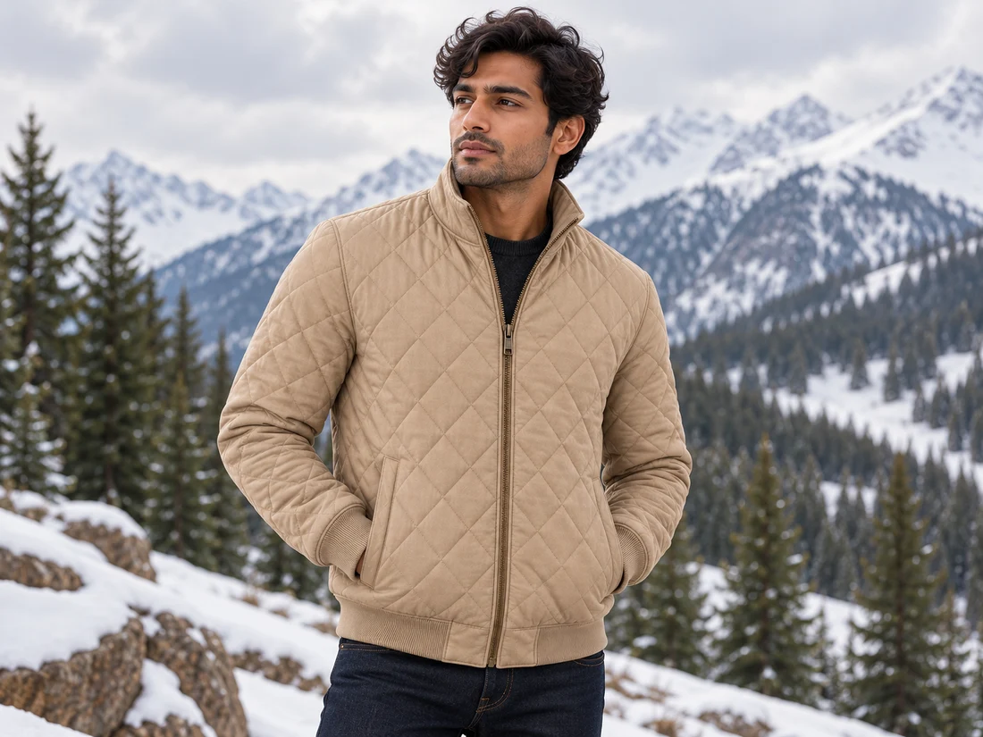 Beige Quilted Bomber Jacket — photo 1
